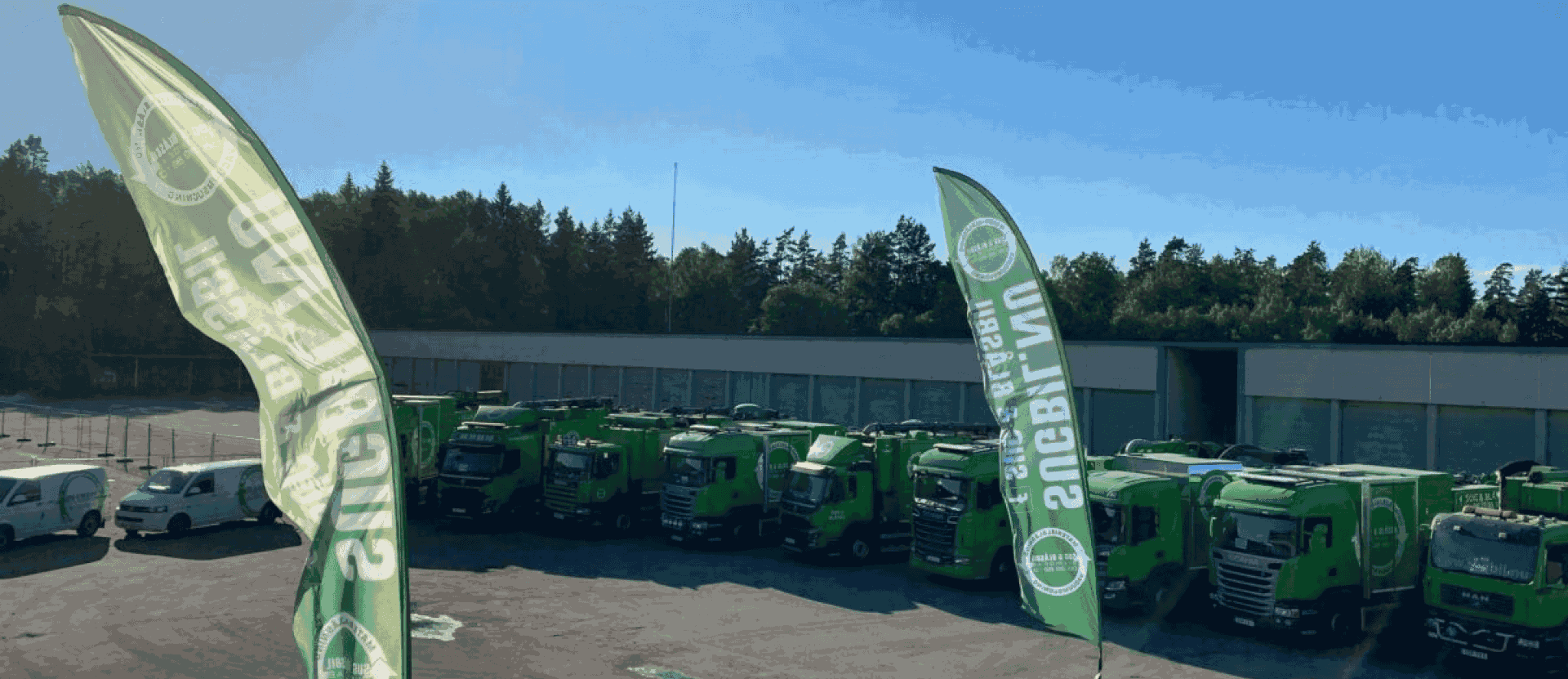 Image of green trucks